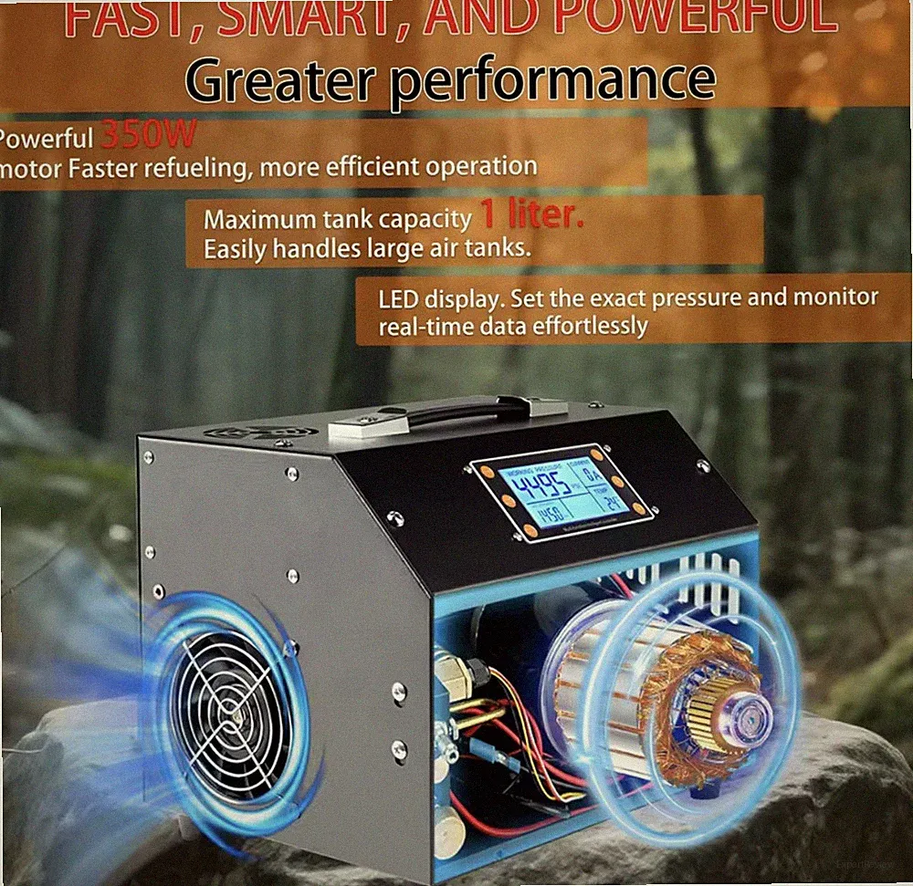 4500Psi 300Bar PCP Air Compressor LCD Display Digital Auto-Stop with 12V Power