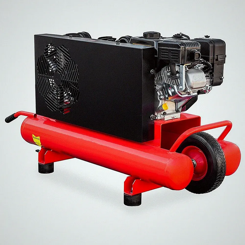 6.5HP Portable Air Compressor Wheelbarrow With Twin Tank 115PSI Gas-Powered, Red