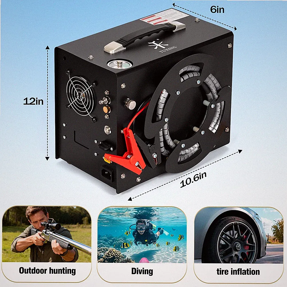 TUXING Pcp Air Compressor 4500psi High Pressure Portable Auto-Stop PCP Air Pump