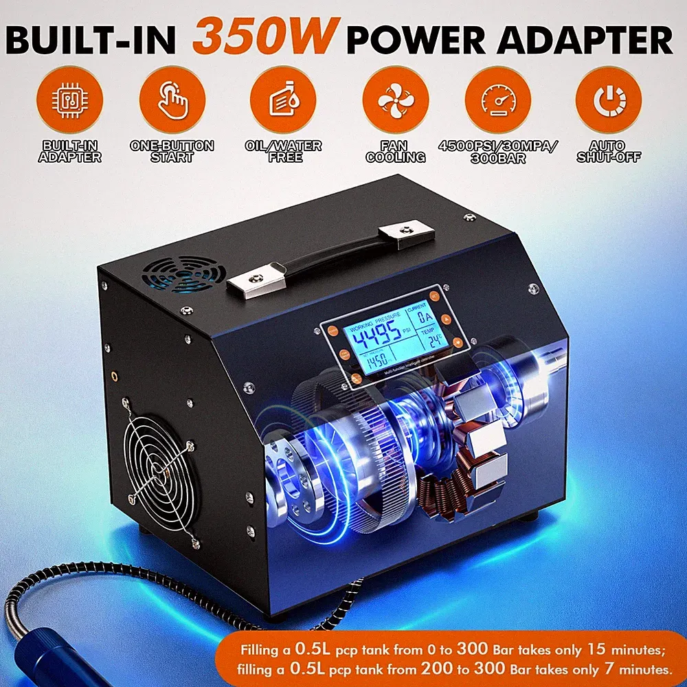 TUXING Pcp Air Compressor 4500psi LCD Display,Built-in Transformer for Air Gun
